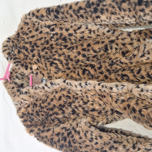 Leopard Print Teddy Jacket With Hood, Button Up, Fitted, Sz 4, NWOT - Picture 4 of 15